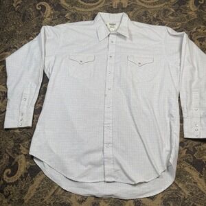Vtg Ruddock Shirt Mens Size 19/35 White Pearl Snap X Long Tail Western Big Man